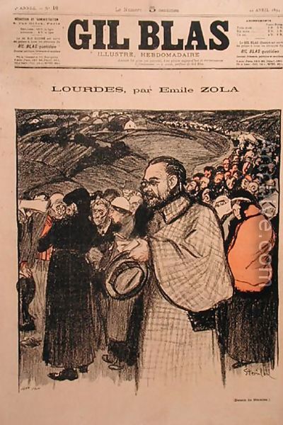 Steinlen, « Émile au pèlerinage de Lourdes », Gil Blas illustré, 22 avril 1894. Source : Gallica.  Le romancier fait-il le même voyage que les pèlerins ou n’est-ce pas lui qui guide les foules ?