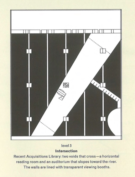 Rem Koolhaas, Très Grande Bibliothèque, plan du 3e étage, in R. Koolhaas et B. Mau, S, M, L, XL, The Monacelli Press, 1997, p. 621.