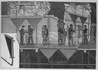 Figure 6 : Système de tuyaux aux embouts en triangle, ici utilisé pour Le Mage de Massenet à l’Opéra de Paris. La Nature, n° 932, 1891, p. 301-302.