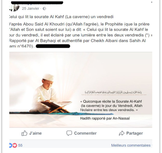 Figure 4 : Extrait de corpus collecté le 25 janvier 2018 sur la page Facebook Rappel Fissabillah.