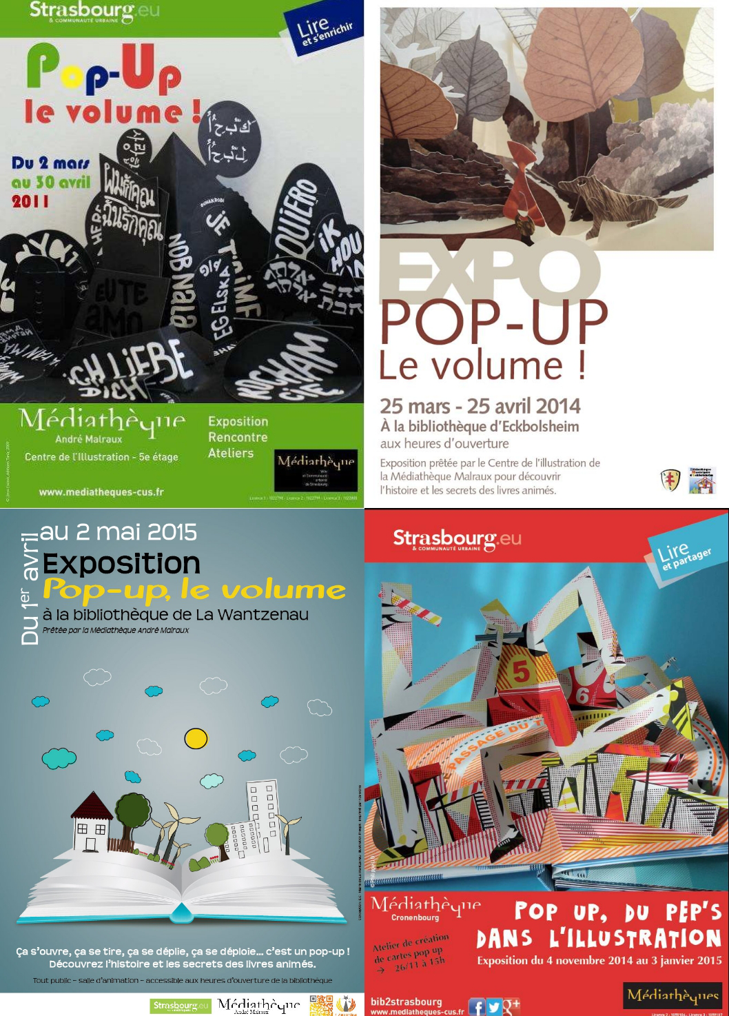 Exposition itinérante « Pop-up le volume » : différentes affiches sur le réseau Pass’Relle