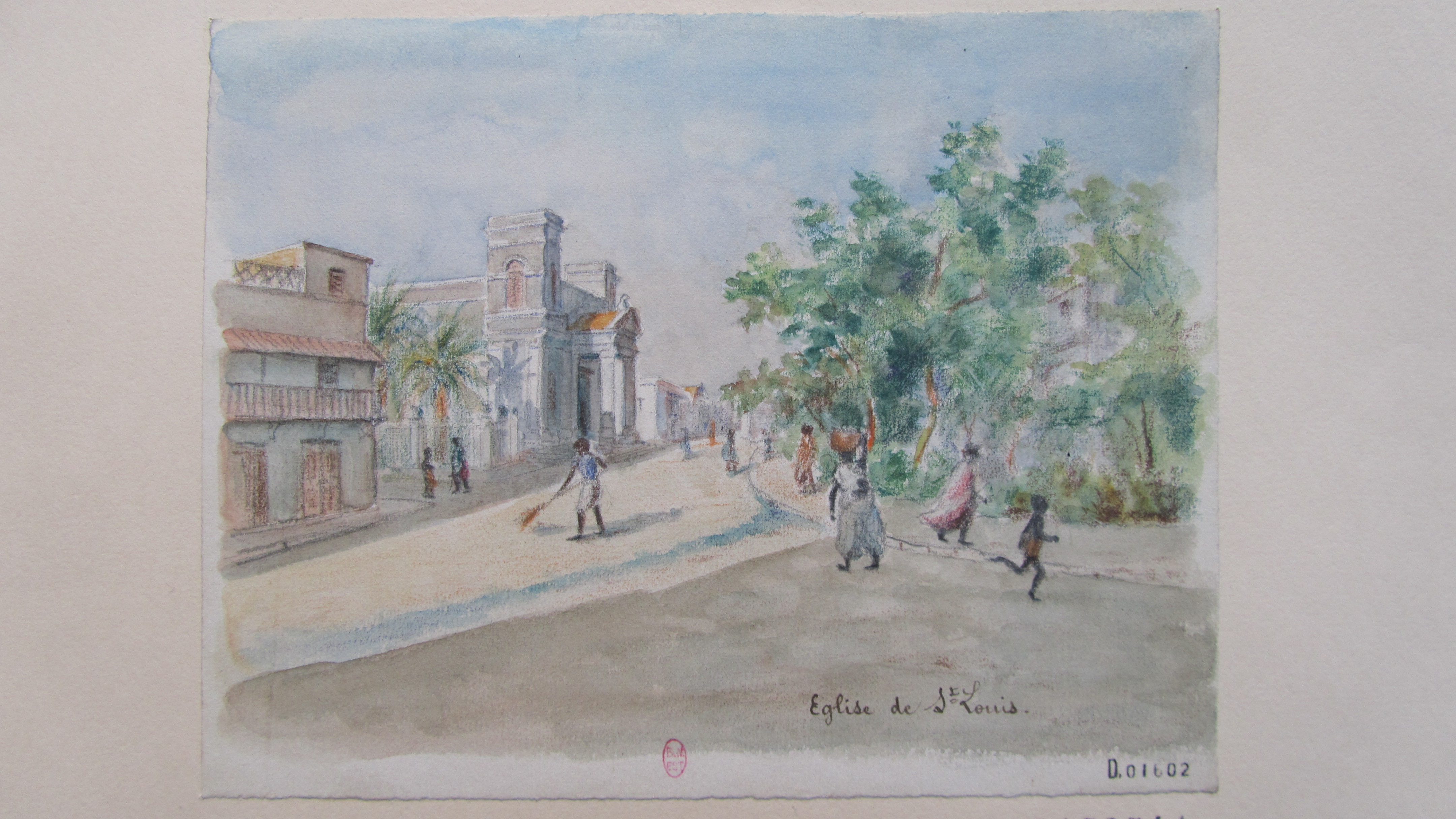 Figure 6 : Aquarelle du Sénégal. Eugène Gallois, « Église de St Louis », aquarelle, [1902-1903]. Source : BnF, EST, Vd-1 (13), P 178544.