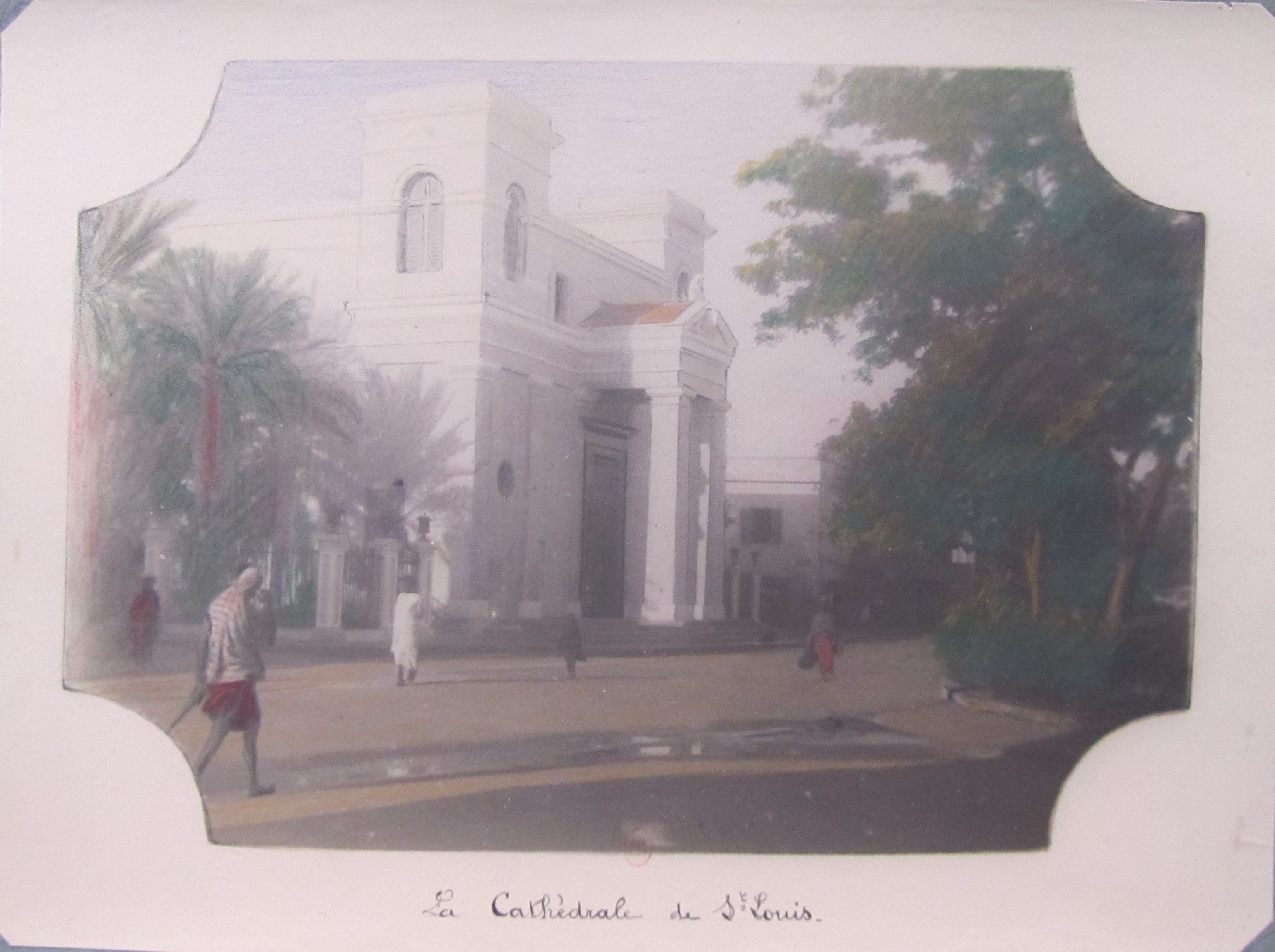 Figure 5 : Photographie du Sénégal. Eugène Gallois, « La Cathédrale de St Louis », photographie, rehauts à la mine de plomb, [1903]. Source : BnF, EST, VZ-1369 BOITE PET FOL, « Sénégal ».