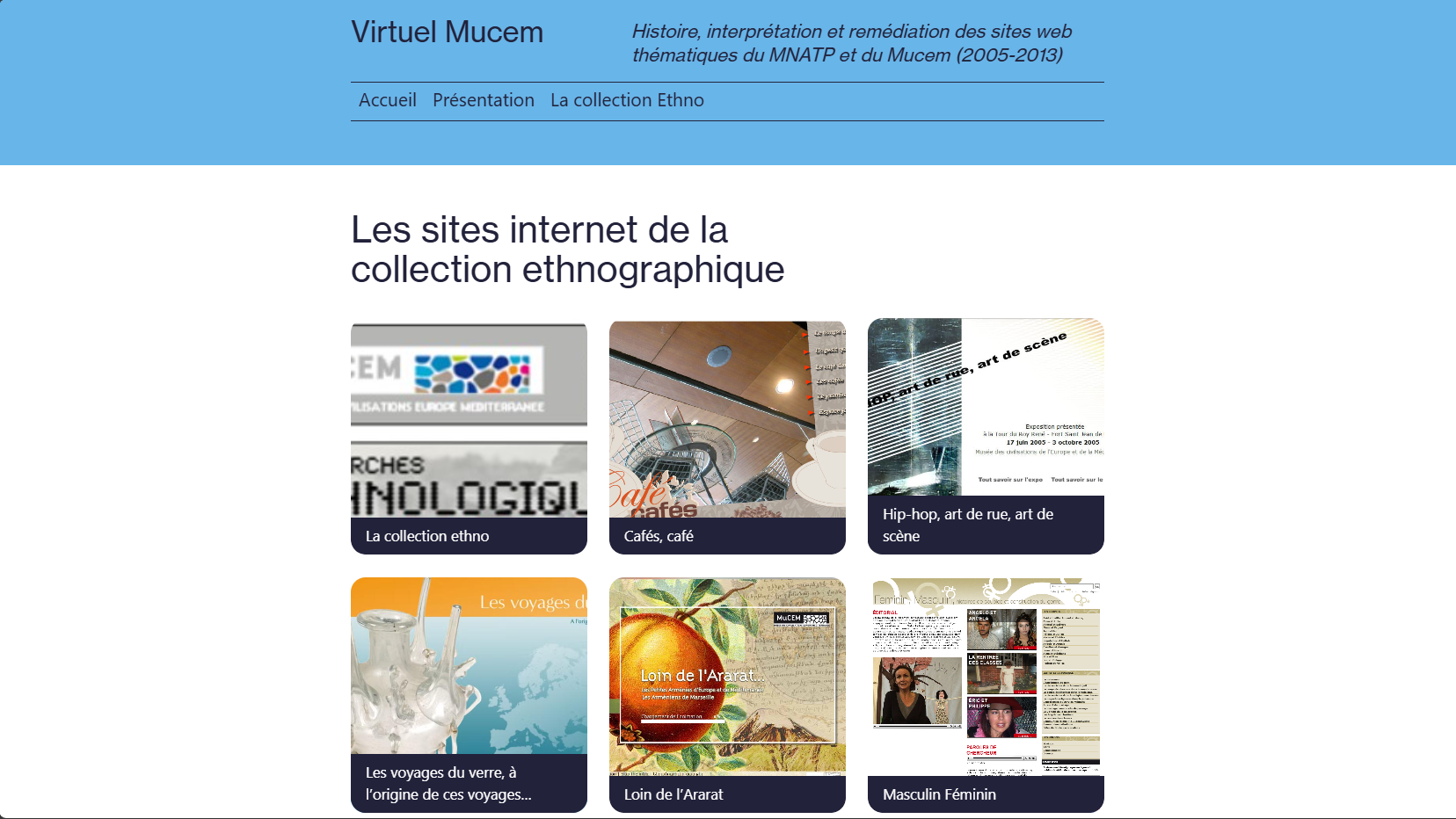 Page d’accueil du site de remédiation Virtuel Mucem