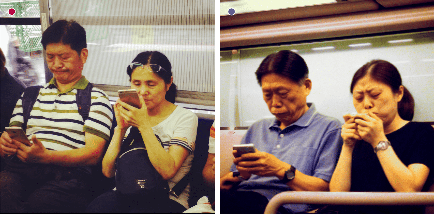 Photographie prise dans le métro d’un couple qui semblait avoir besoin de lunettes à verres progressifs. Le sujet et l’expression des visages en font un cas d’école pour l’IA