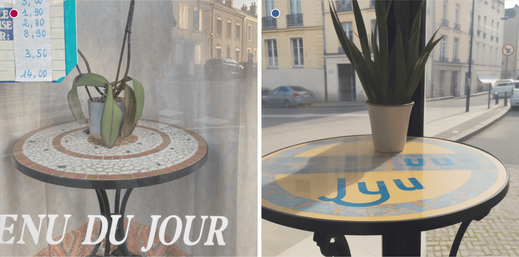 Le menu du jour, encastré dans la table